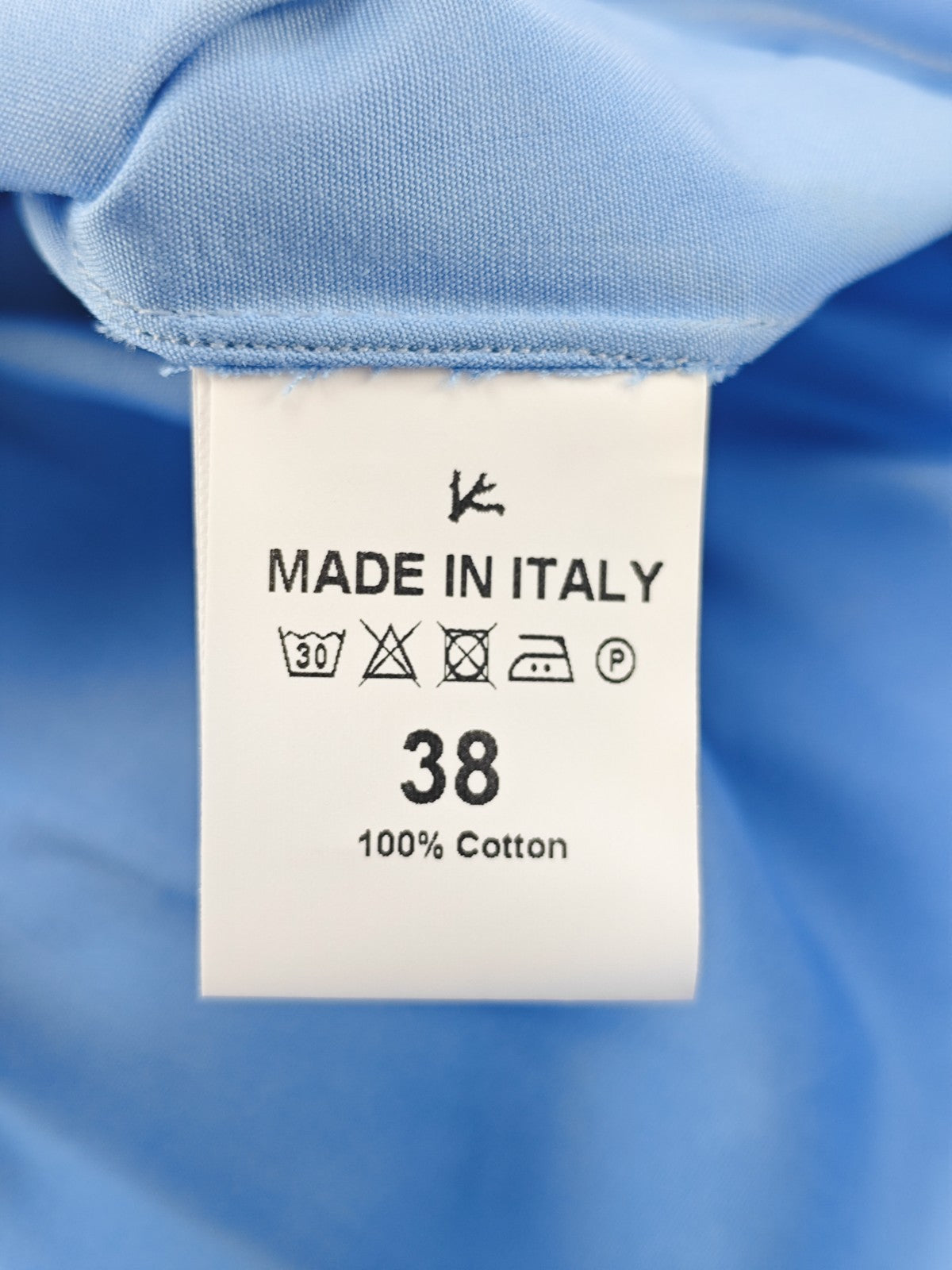780$ ISAIA "Mix" Dress Shirt Blue Solid Medium Cotton 15 - 38