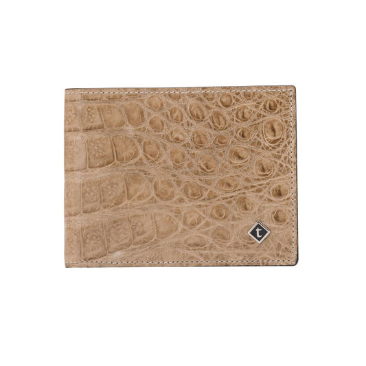 $980 a.Testoni Bologna Tan Bifold Wallet Genuine Crocodile