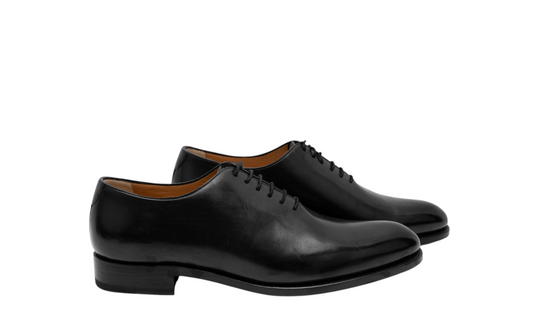 $1350 ISAIA NAPOLI Oxford Shoes Handcrafted Goodyear Wholecut Black