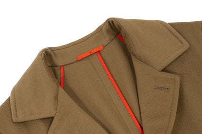 5900$ ISAIA NAPOLI Camel Single Breasted Overcoat Coat Wool 38 US / 48 EU