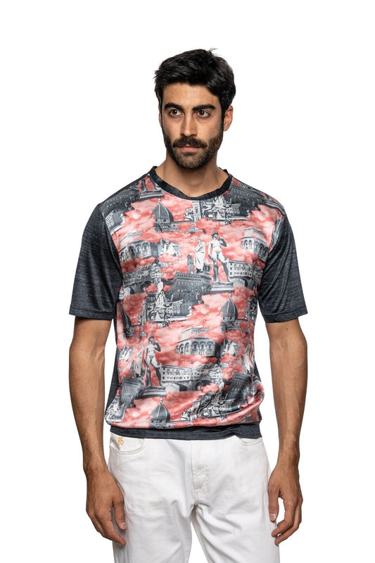 750$ ITALO FERRETTI T-Shirt Gray "FIRENZE" 100% Silk COMO Size L  BIJAN