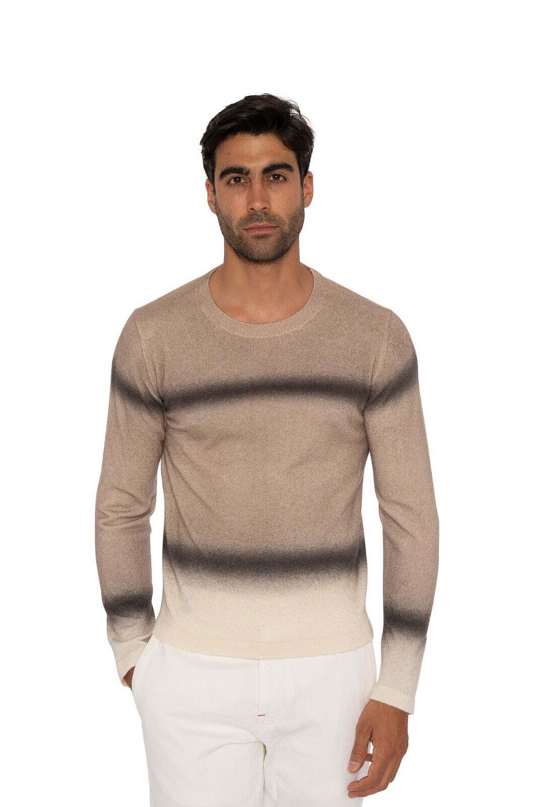 1600$ ISAIA NAPOLI Brown Sweater Crewneck Extra Soft Cashmere Size M Slim Fit