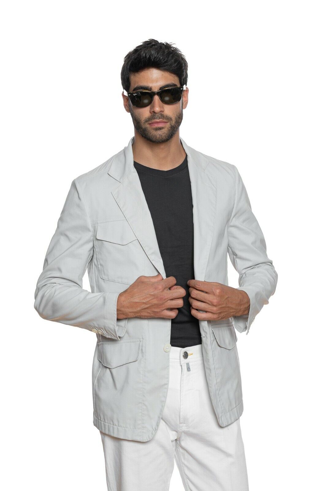 1750$ BELVEST CITY SAFARI Jacket with Martingale Ice Cotton 40 US / 50 EU Drop 8