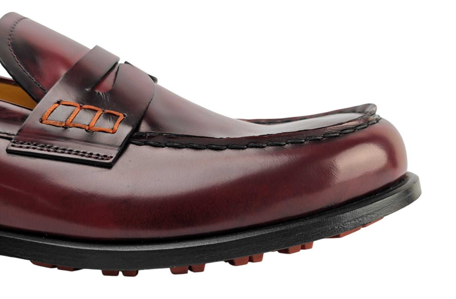 1200$ TESTONI Loafer Shoes Antique Brushed Calf Wine 8 UK / 9 US / 42 IT