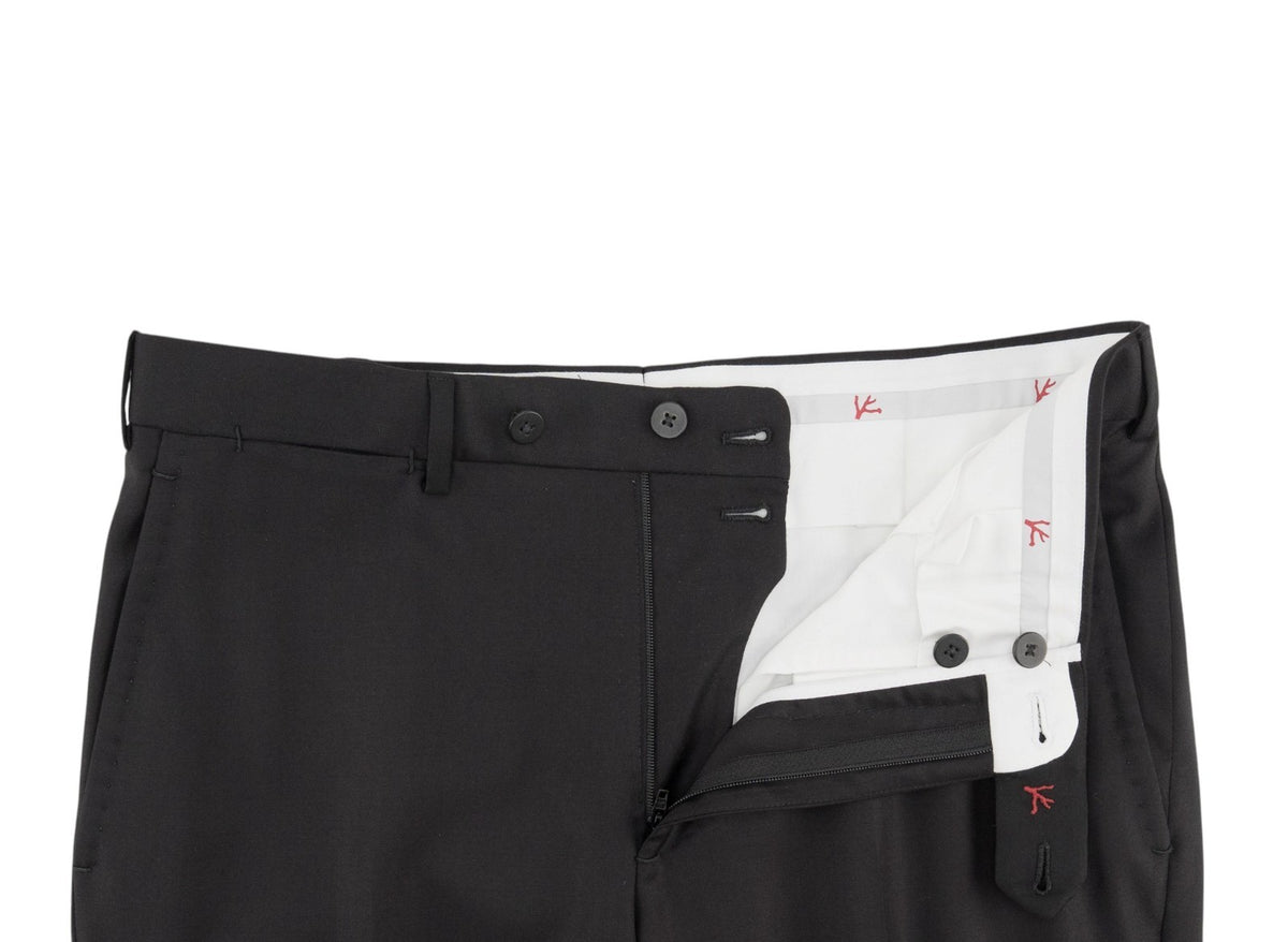 $7120 ISAIA "Gregorio" Black Suit Hand-Sewn Wool Aquaspider Water Repellent