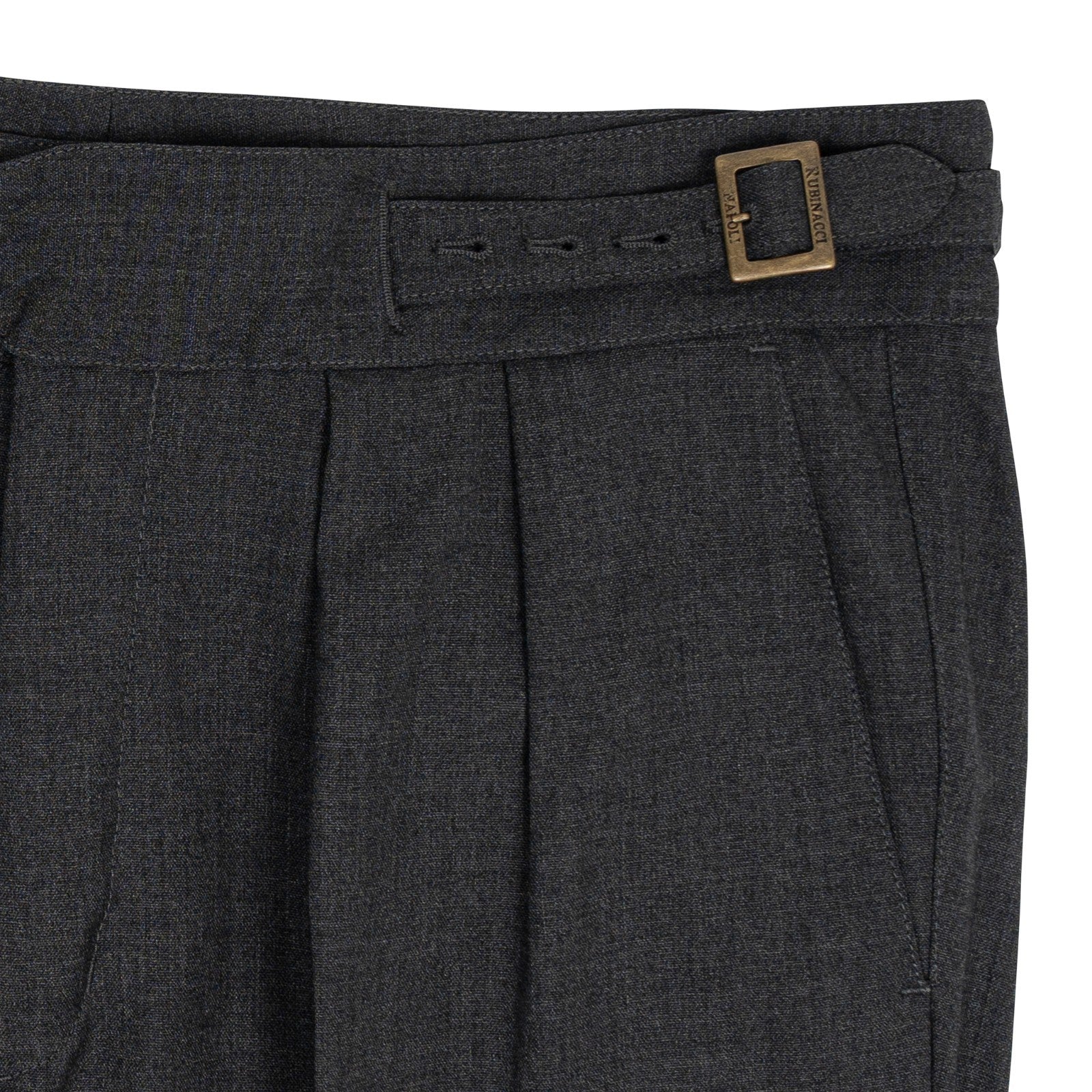 670$ RUBINACCI NAPOLI "Manny" Gray Wool High Rise Pant Gurkha 38 US / 54 EU