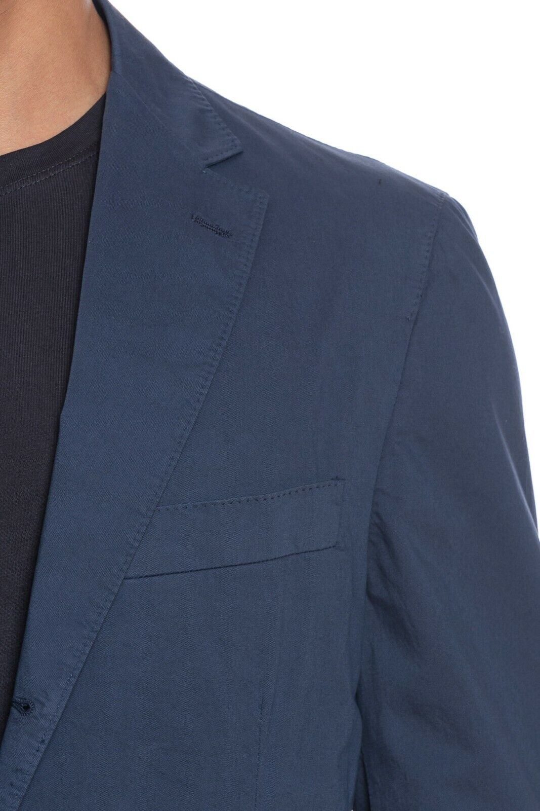 1100$ BELVEST Sartorial Jacket Dark Blue Solid Pure Washed Cotton Drop 7 