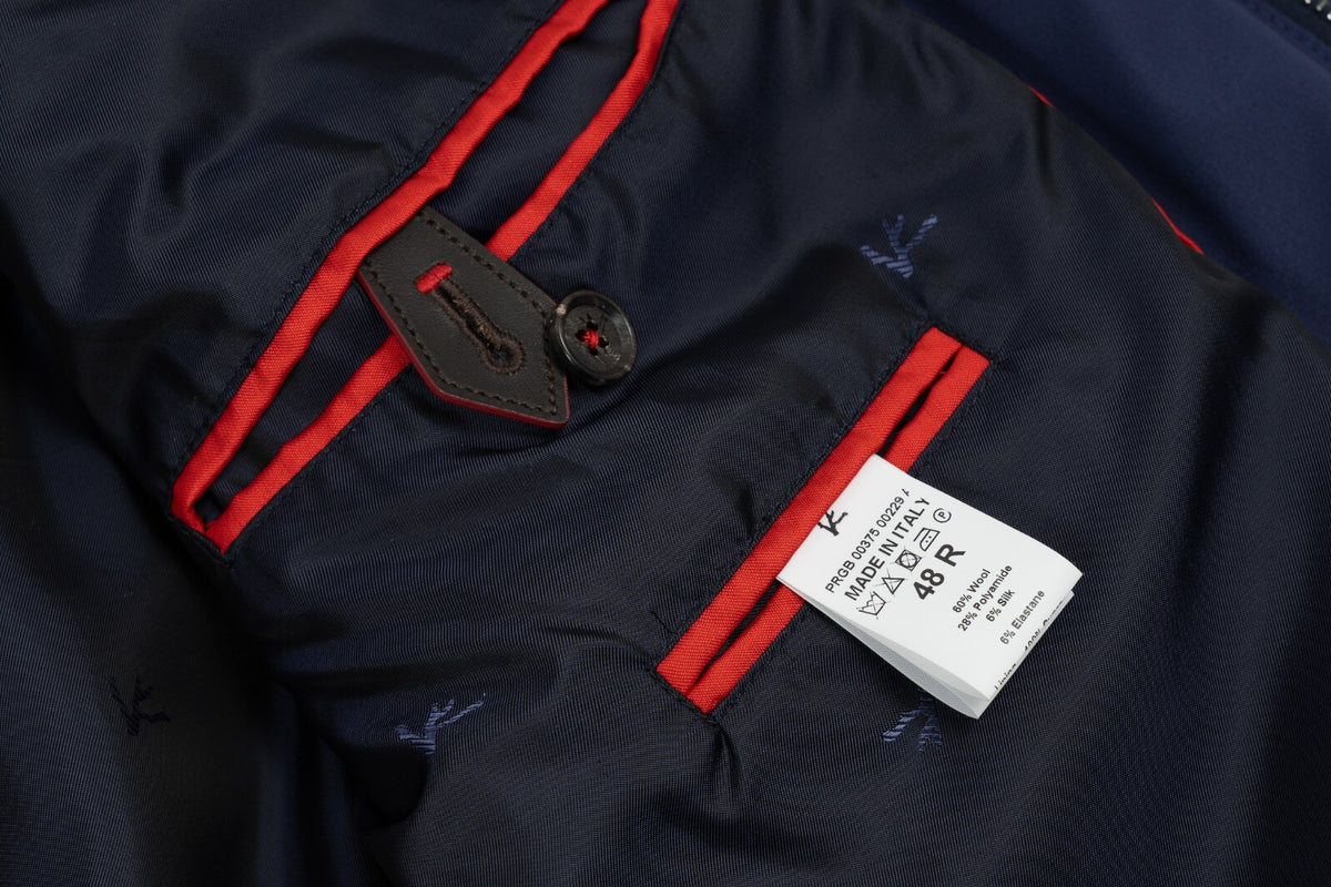 2800$ ISAIA NAPOLI Blue Field Jacket Techno Wool & Silk 38 US / 48 EU