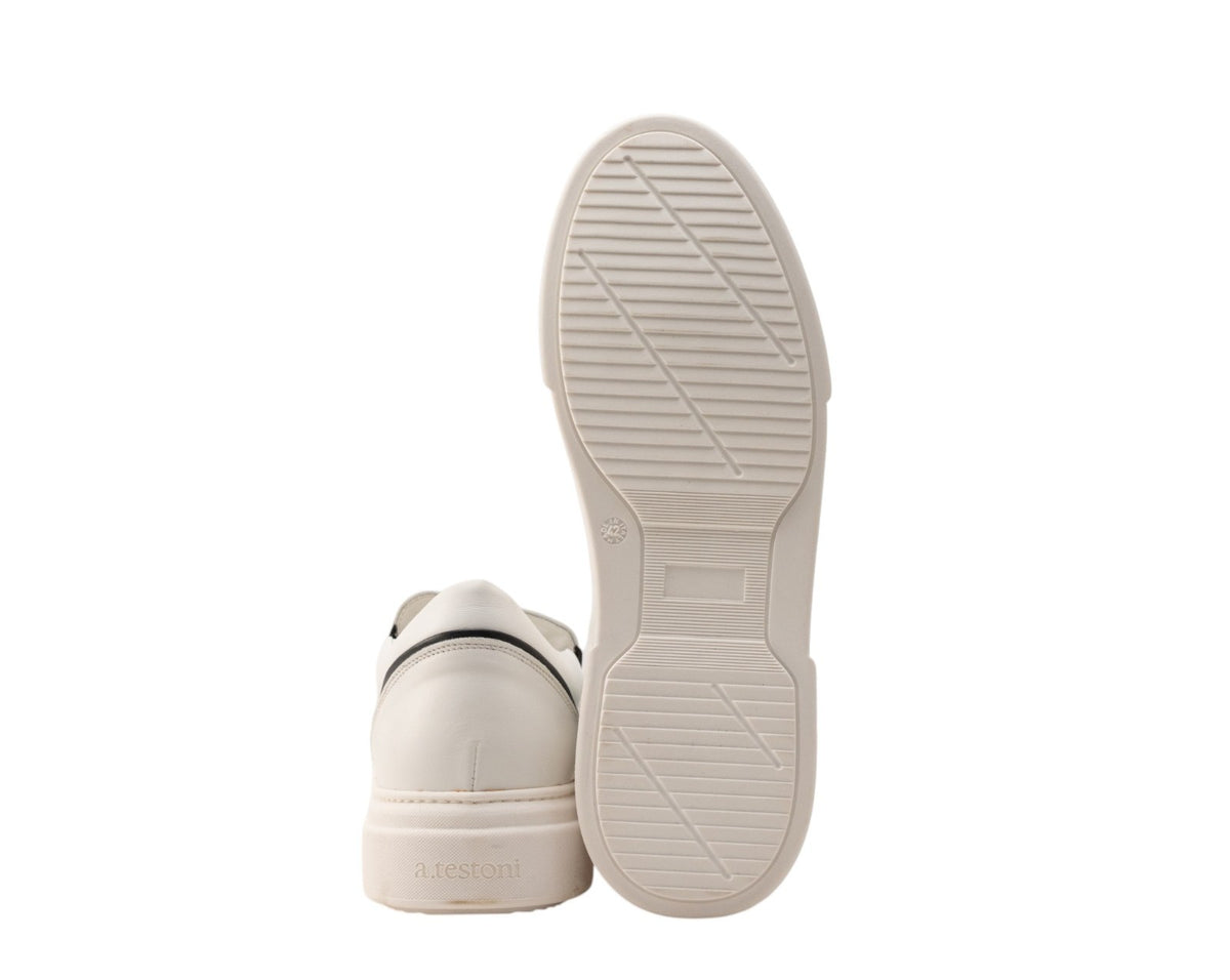 700$ TESTONI Sneaker Shoes Slip-On Weaving White Leather 8 UK  / 9 US / 42 IT