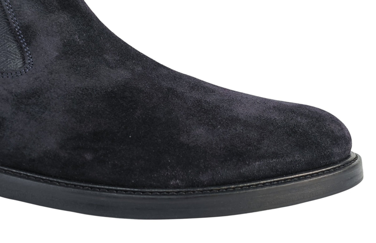 1350$ TESTONI "Vietri" Blue Chelsea Boot Shoes Eco Suede 8 UK / 9 US / 42 IT