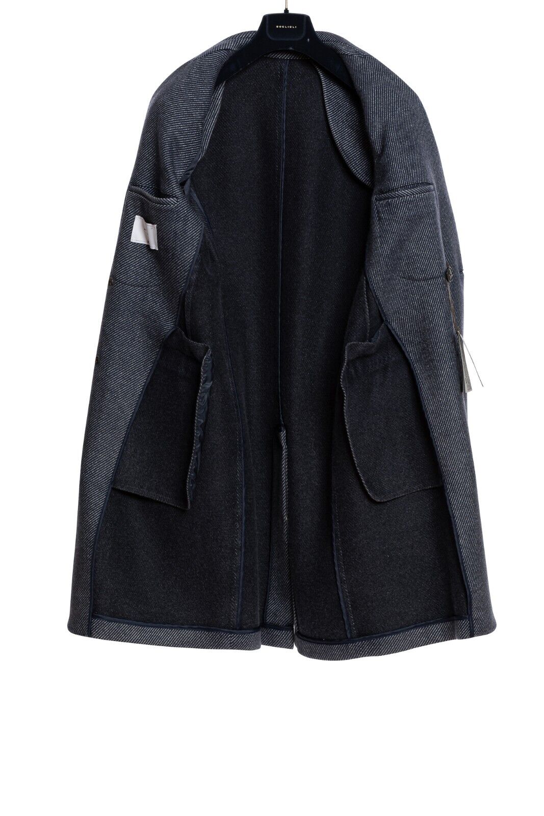 $2050 BOGLIOLI Double Braested Blu Coat K.Jacket Wool Cashmere Linen 38 US 48 EU