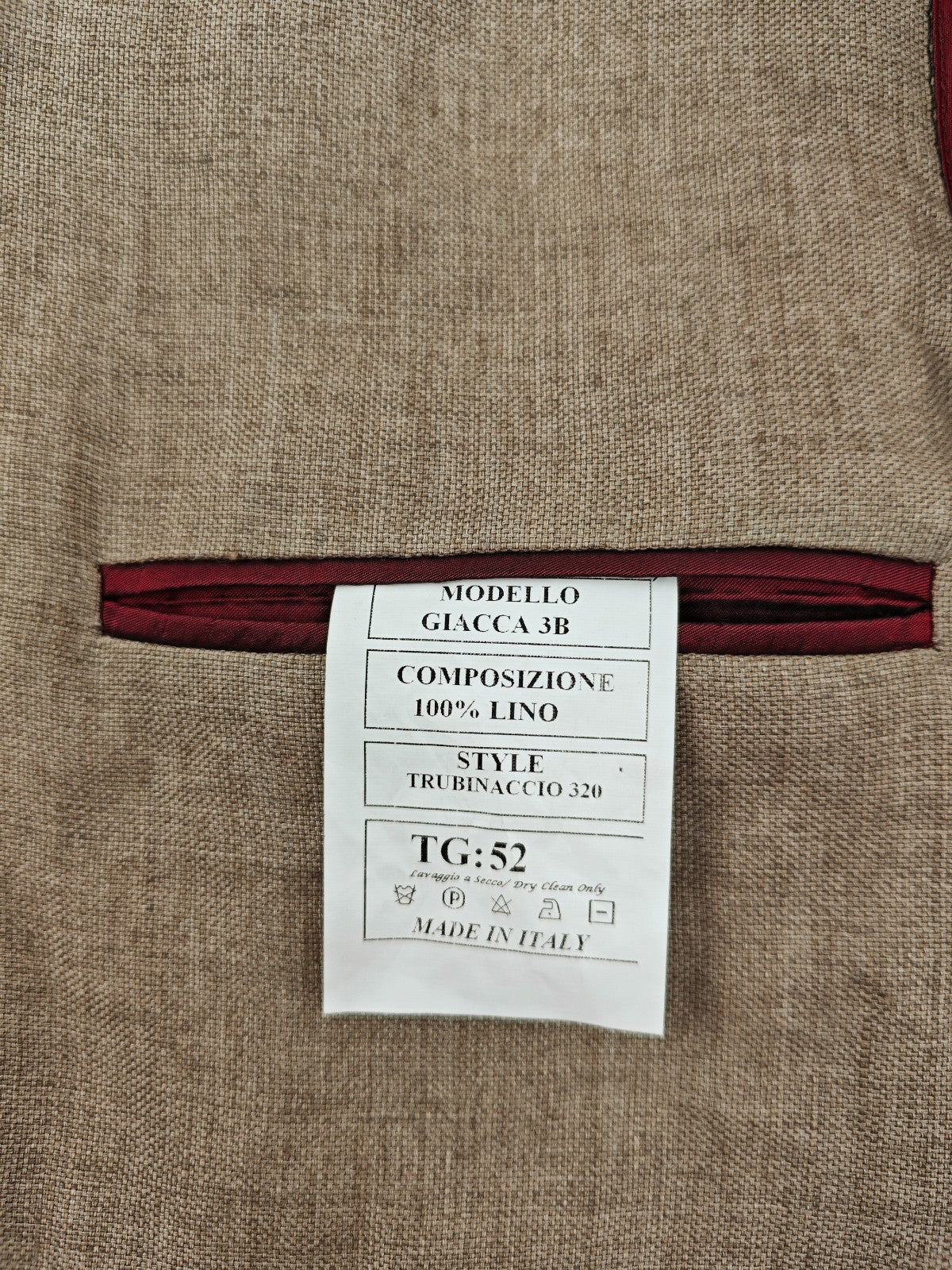 $1750 RUBINACCI NAPOLI Beige Jacket Sport Coat 100% Linen 42 US / 52 EU