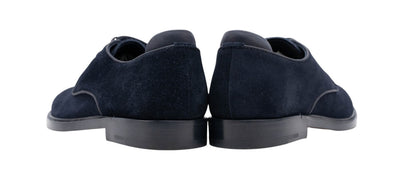 1120$ GIORGIO ARMANI Derby Shoes Blue Navy Suede 6 UK  7 US  40 IT