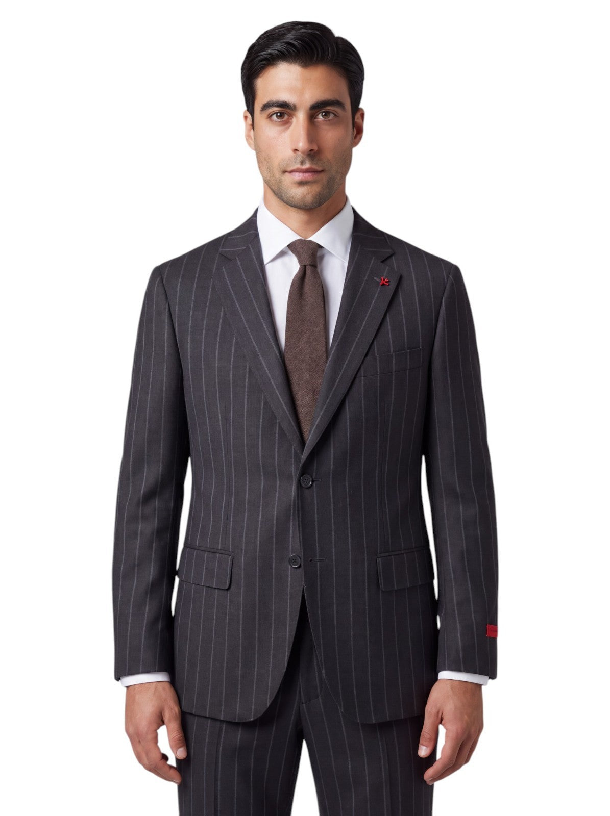 $6850 ISAIA NAPOLI "Gregorio" Dark Gray Suit Hand-Sewn Fine Wool Striped