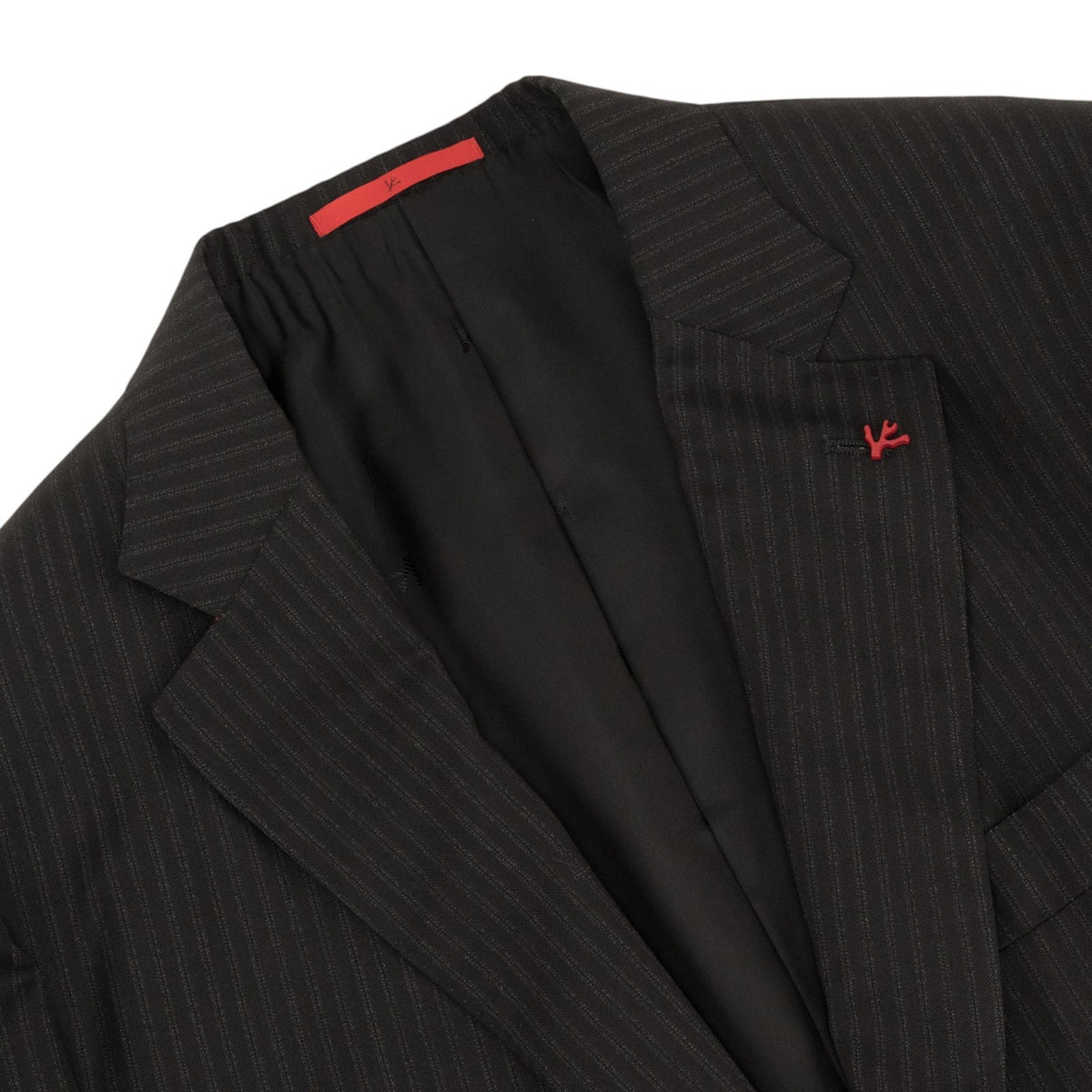 $6600 ISAIA "Gregorio" Black Hand-Sewn Suit Fine Wool Striped 44 US / 54 EU 7R