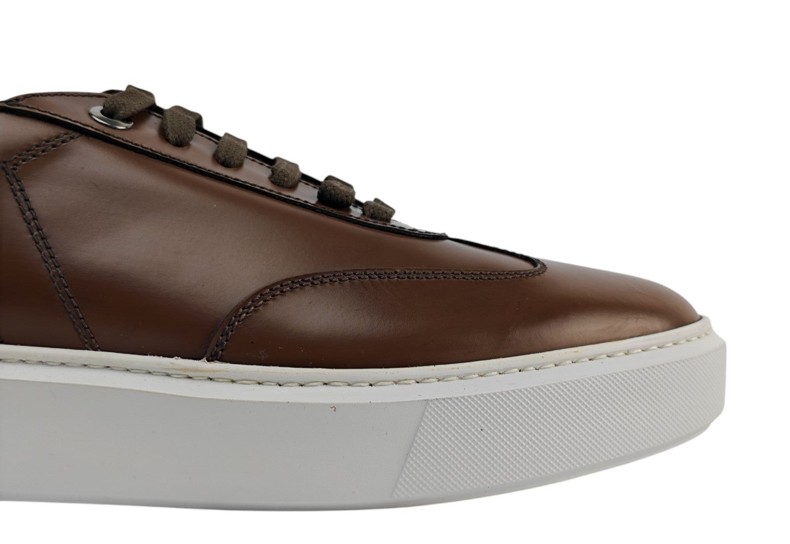 950$ TESTONI "Paestum" Brown Sneaker Burnishe Calf + Suede  8 UK  10 US  42 IT