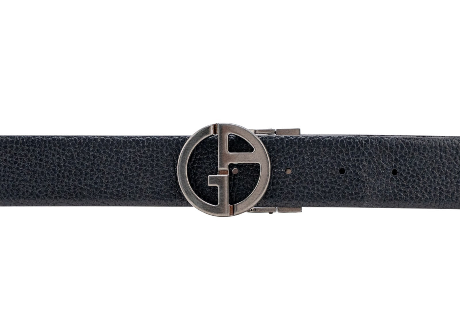 520$ GIORGIO ARMANI Belt Blue Brown Reversible GA Logo Leather Size 110