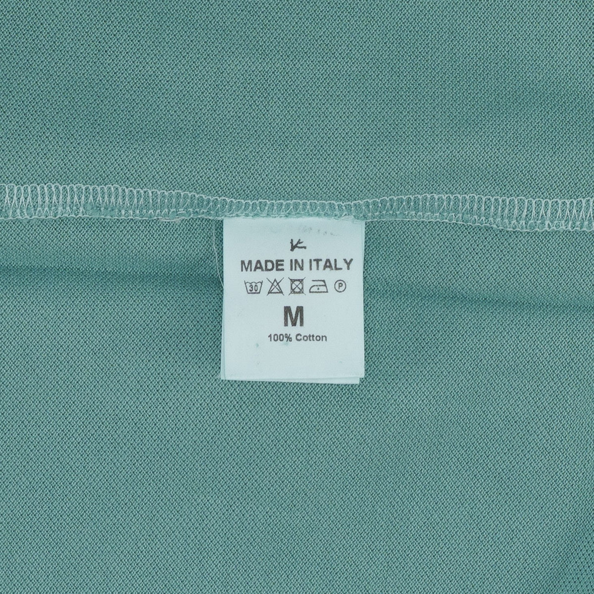 575$ ISAIA NAPOLI Garment Dyed Cotton Piquet Short Sleeve Polo Aqumarine Size M
