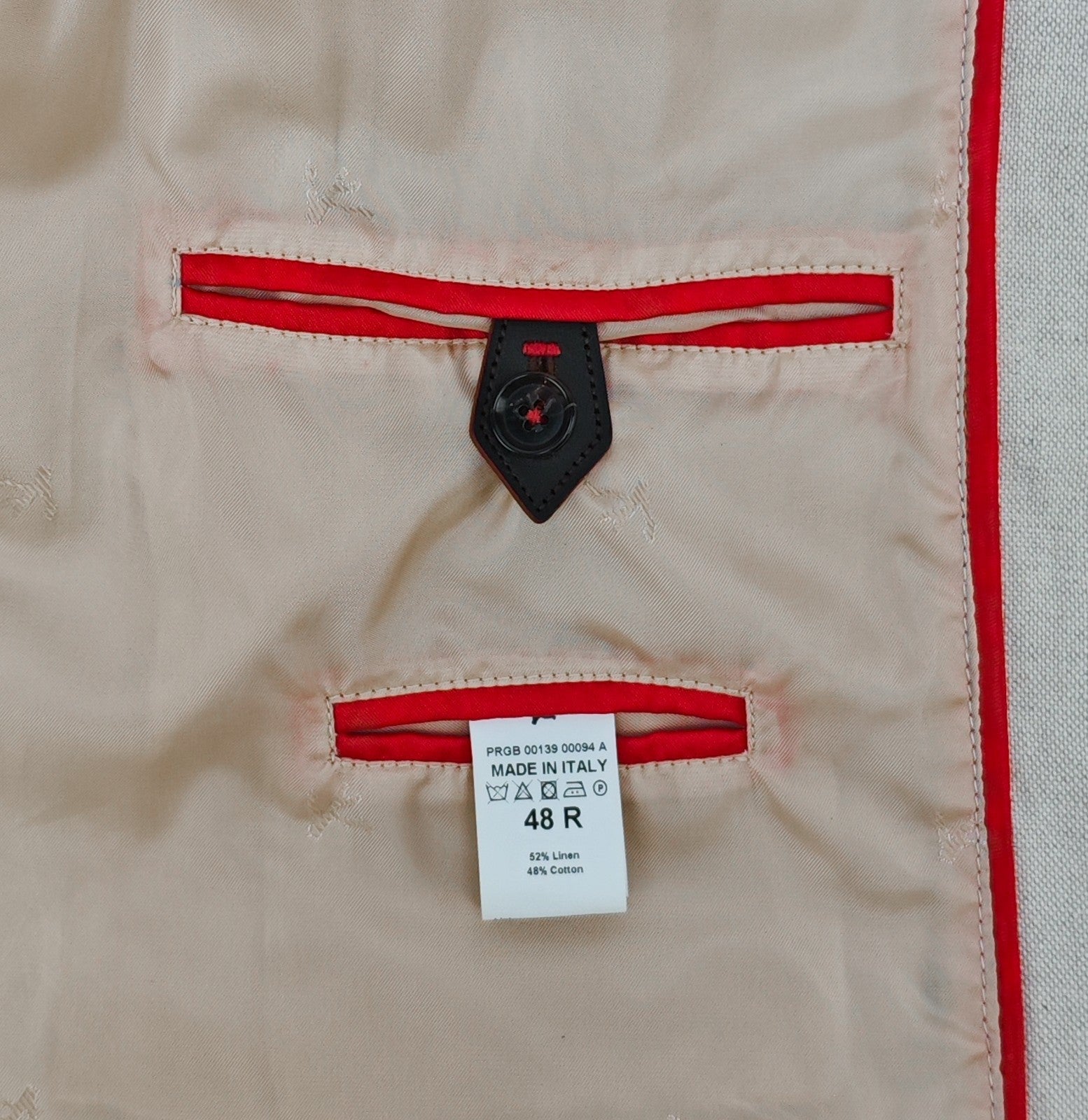4890$ ISAIA Brown / Ivory Field Jacket Linen - Cotton - Lambskin 38 US / 48 EU