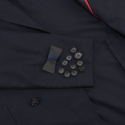 $5700 ISAIA NAPOLI Blue Navy Hand Sewn Double Breasted Jacket Sport Coat Wool