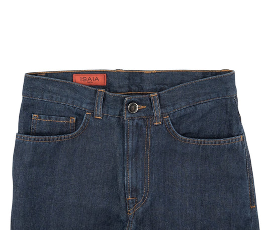 735$ ISAIA NAPOLI Blue Denim Jeans Pant Cotton Linen Slim Fit 28 US / 44 EU