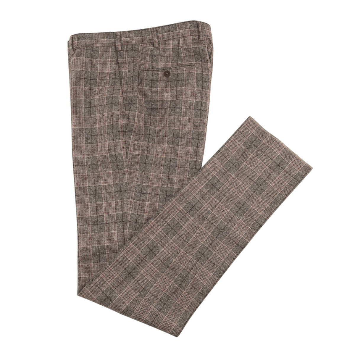 $6850 ISAIA NAPOLI "Capri" Gray - Dark Pink Suit Flannel Wool 40 US / 50 EU 7R