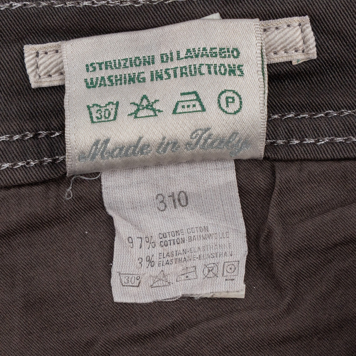 415$ LUIGI BORRELLI NAPOLI Solid Brown Denim Jeans Pant Cotton 35 US / 51 EU