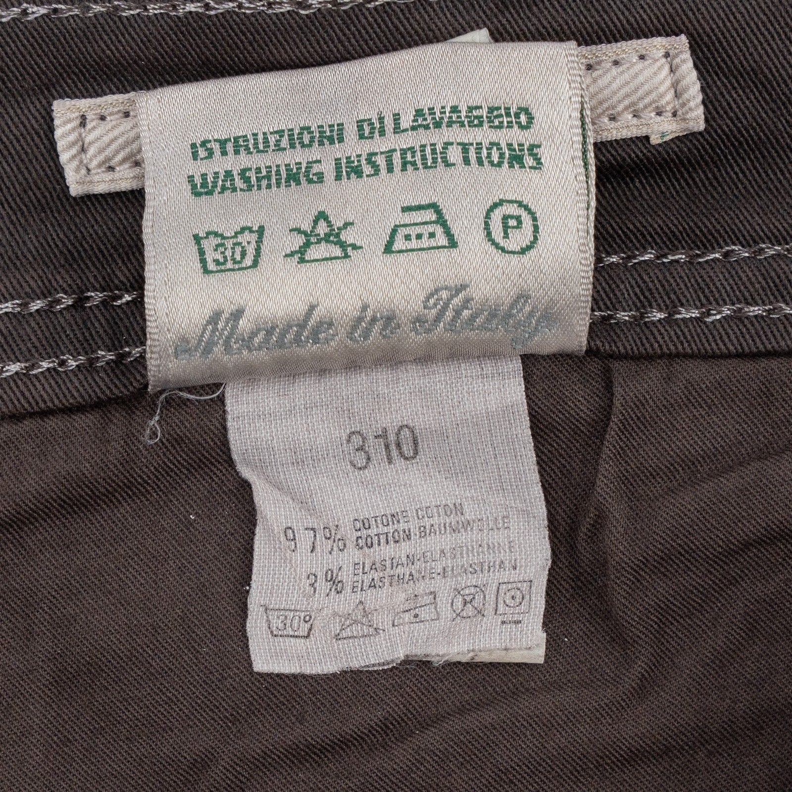415$ LUIGI BORRELLI NAPOLI Solid Brown Denim Jeans Pant Cotton 35 US / 51 EU