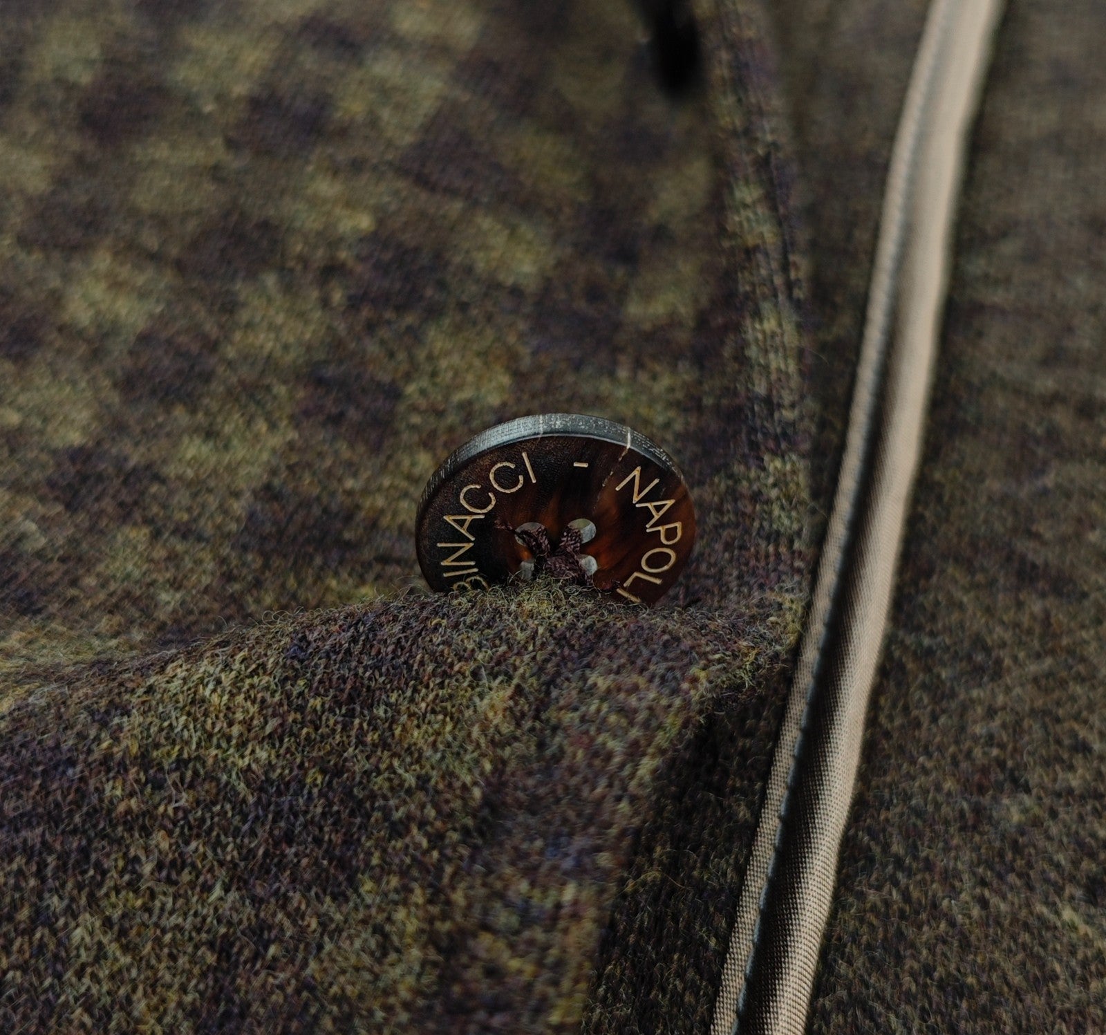 $1750 RUBINACCI NAPOLI Green /  Brown Checks Unlined Jacket Wool / Cashmere