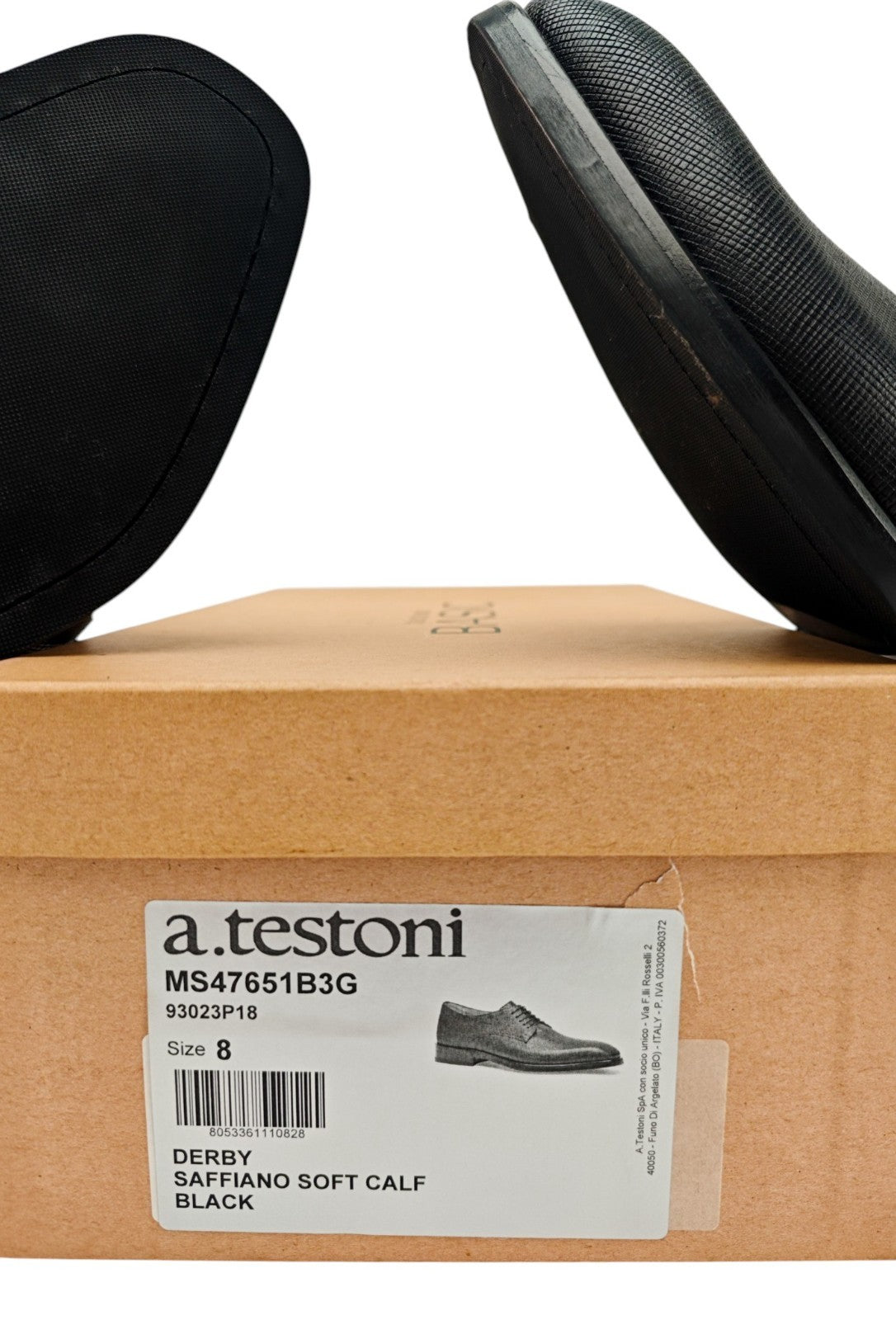 1200$ TESTONI Derby Shoes Saffiano Lux Soft Calf Black 8 UK / 9 US / 42 IT
