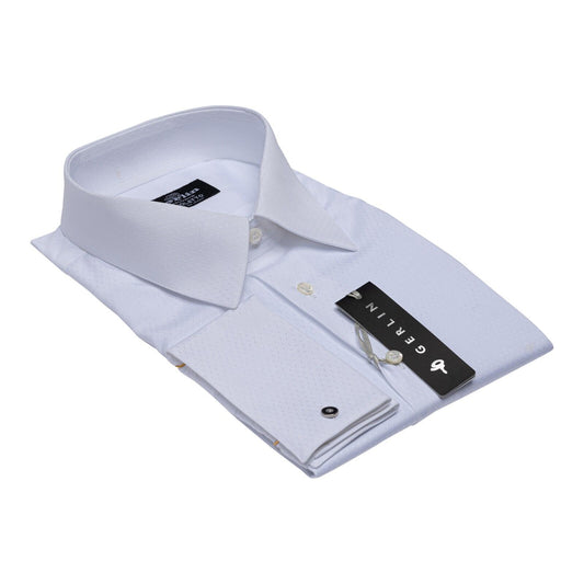 690$ ITALIAN LUXURY GERLIN Shirt White Jacquard Cotton 5B ZILLI