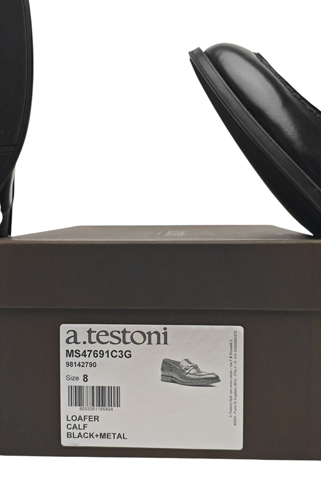 1250$ TESTONI BOLOGNA Black Loafer Shoes Calf + Metal 8 UK / 9 US / 42 IT