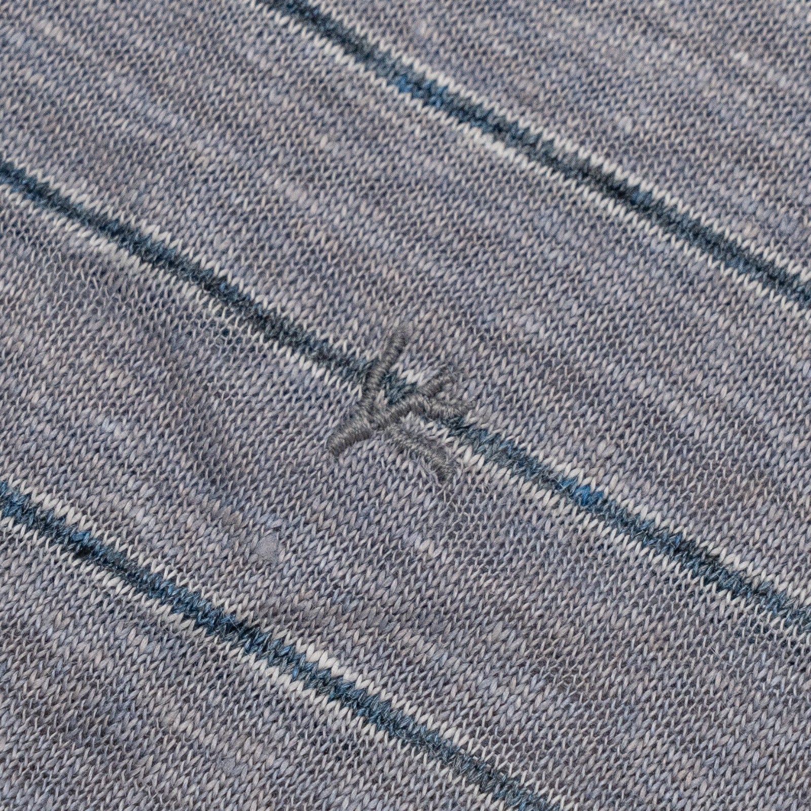 850$ ISAIA NAPOLI Camp Collar Polo Short Sleeve 100% Linen Blue / Gray Size XL