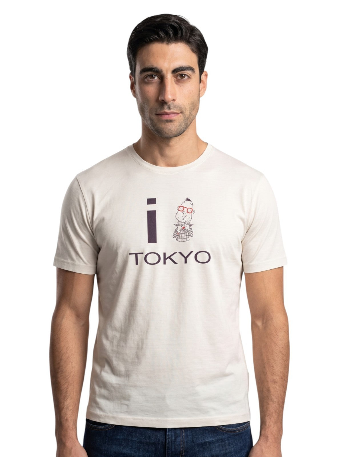 550$ ISAIA NAPOLI "I Love Tokyo" T-Shirt White Cotton Silk Size L Made in Italy
