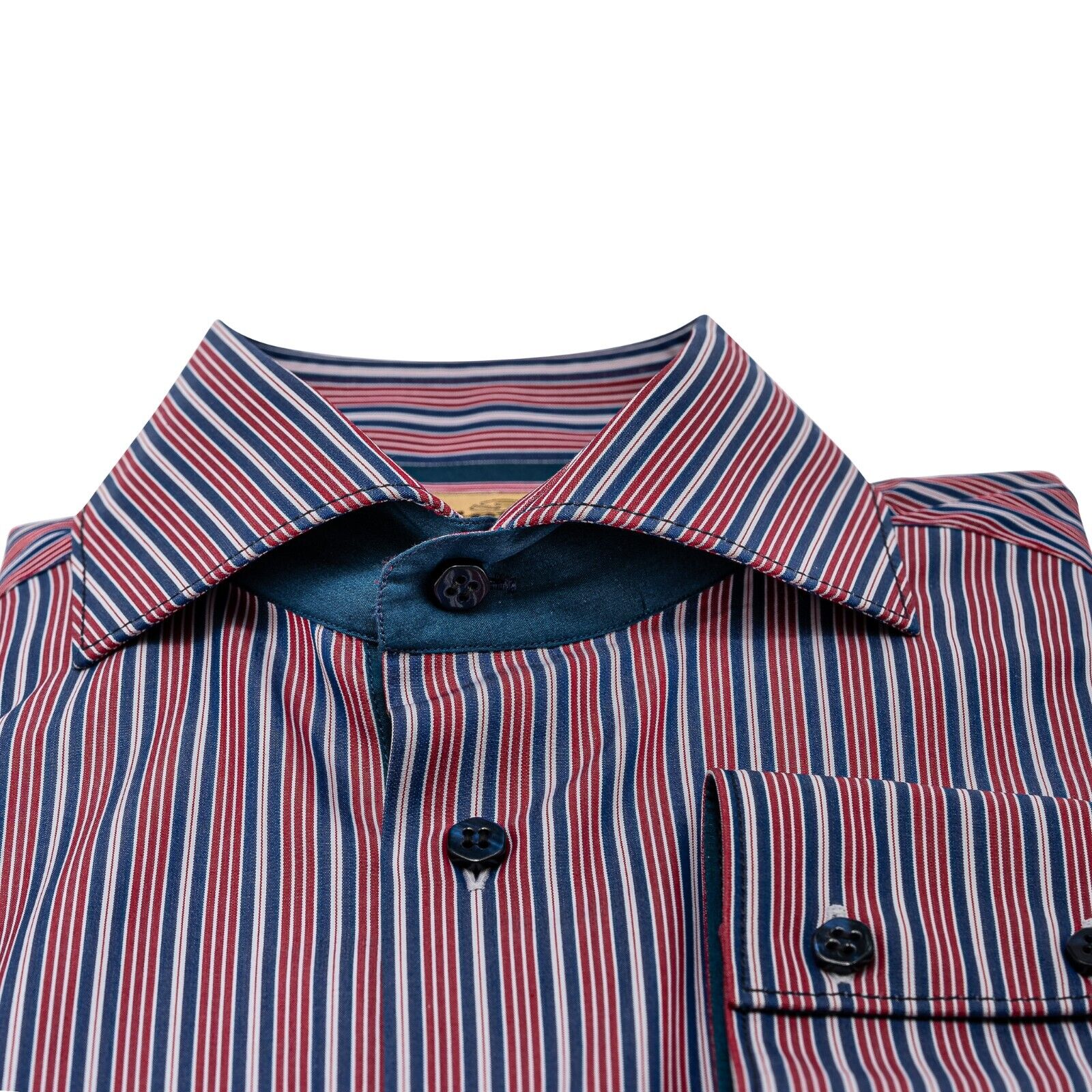 690$ LUXURY GERLIN Shirt Striped Blue / Red Cotton 16 - 41 5E BIJAN