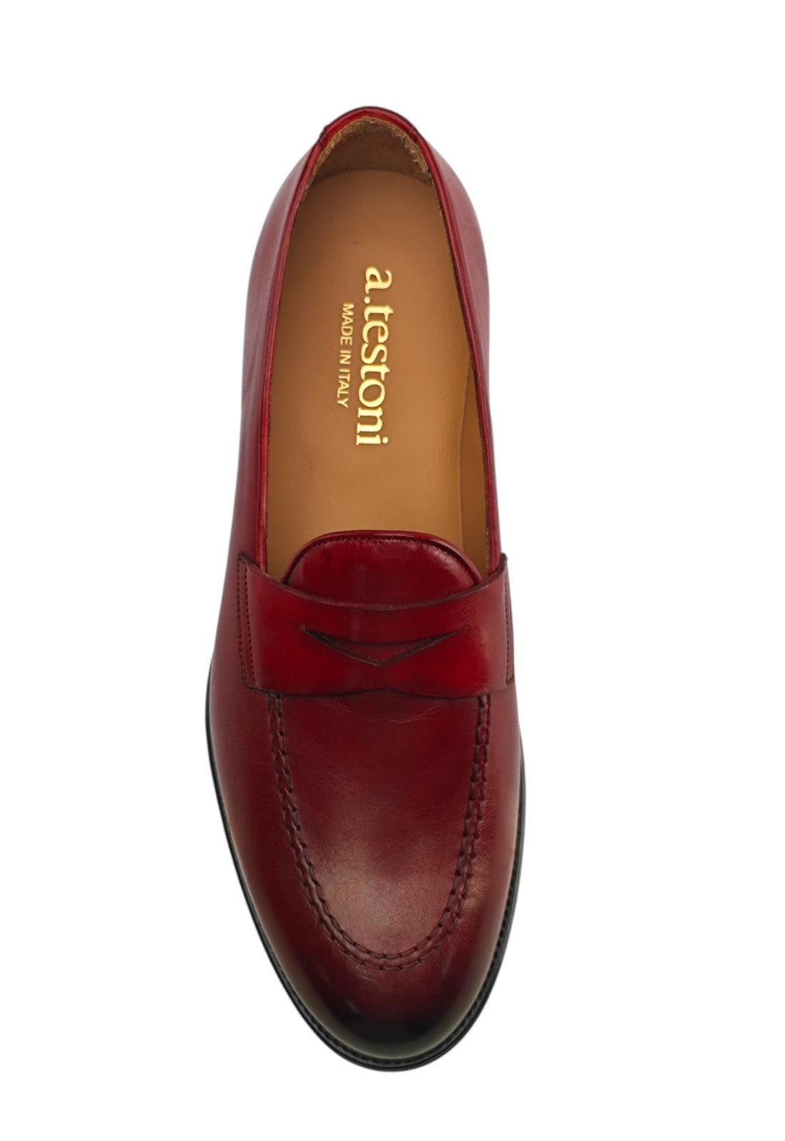 1300$ TESTONI BOLOGNA Loafer Shoes Antique Lux Calf Red 8 UK / 9 US / 42 IT
