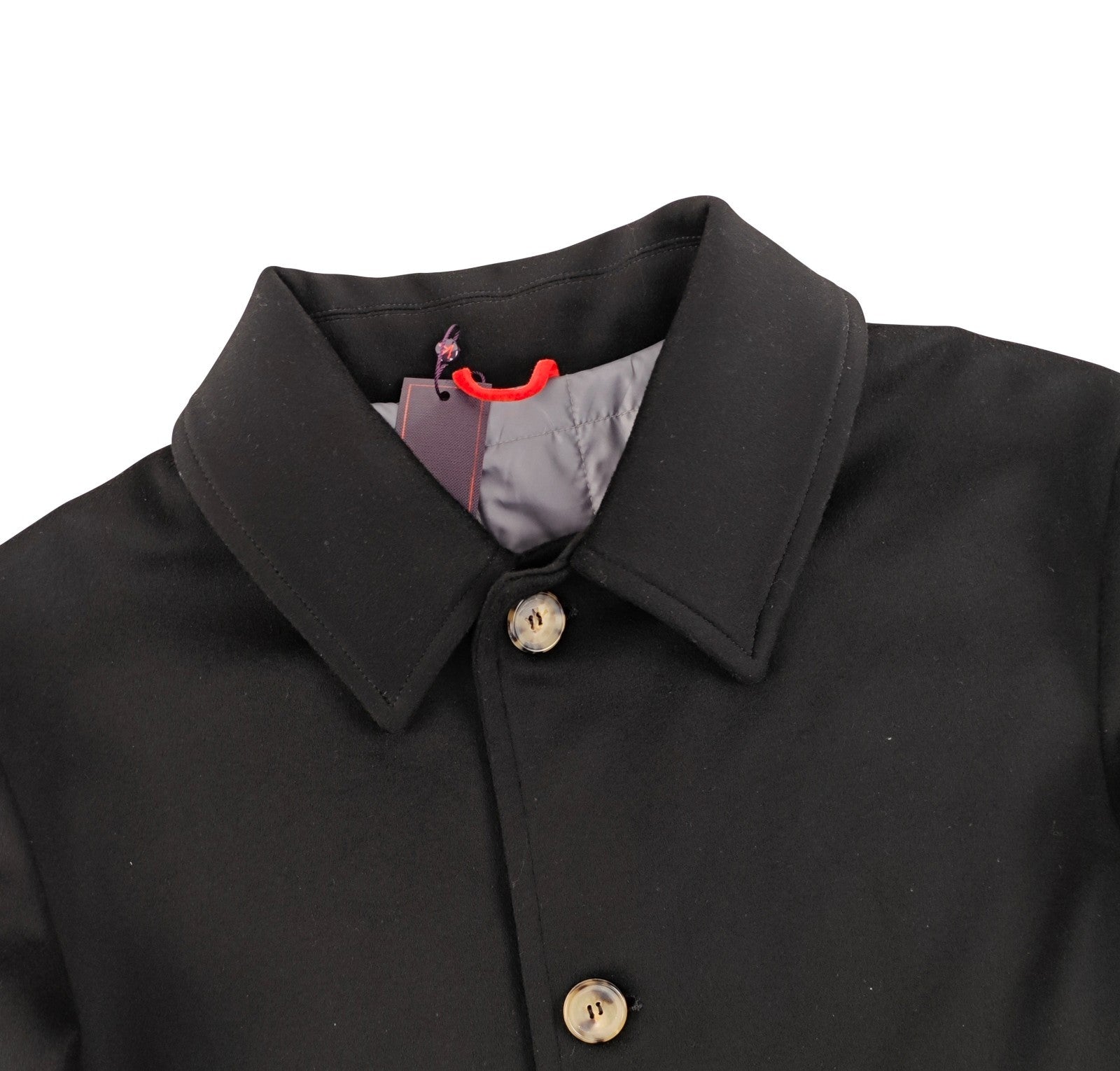 5900$ ISAIA NAPOLI Black Hand-Sewn Car Coat Long Wool 40 US / 50 EU R