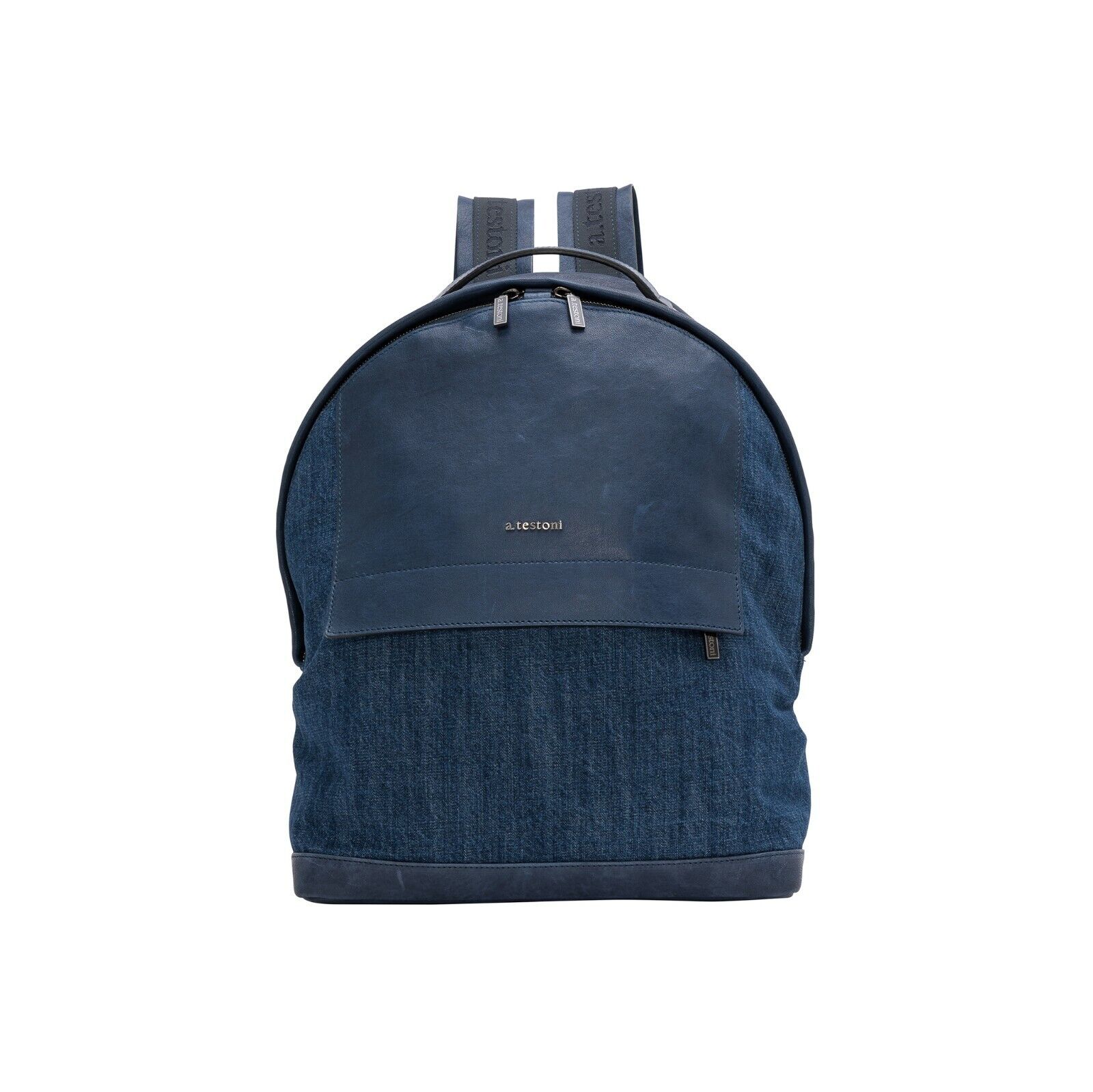 $960 Testoni Bologna Blue Indigo Luxury Backpack Jeans Denim + Washed Lambskin