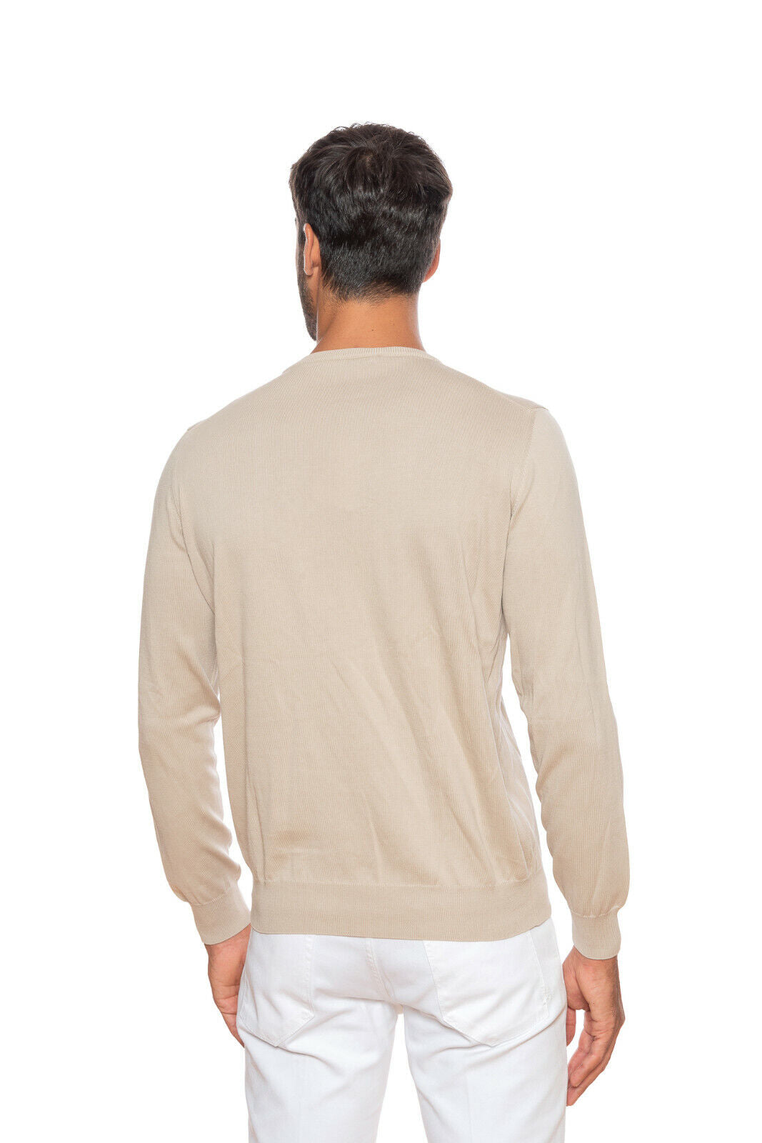 Italian Knitwear FILIPPO DE LAURENTIIS Sweater Soft Cotton Beige Made in Italy