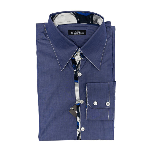 950$ LUXURY GERLIN Shirt Blue Denim Cotton + Silk 16 - 41 6E BIJAN