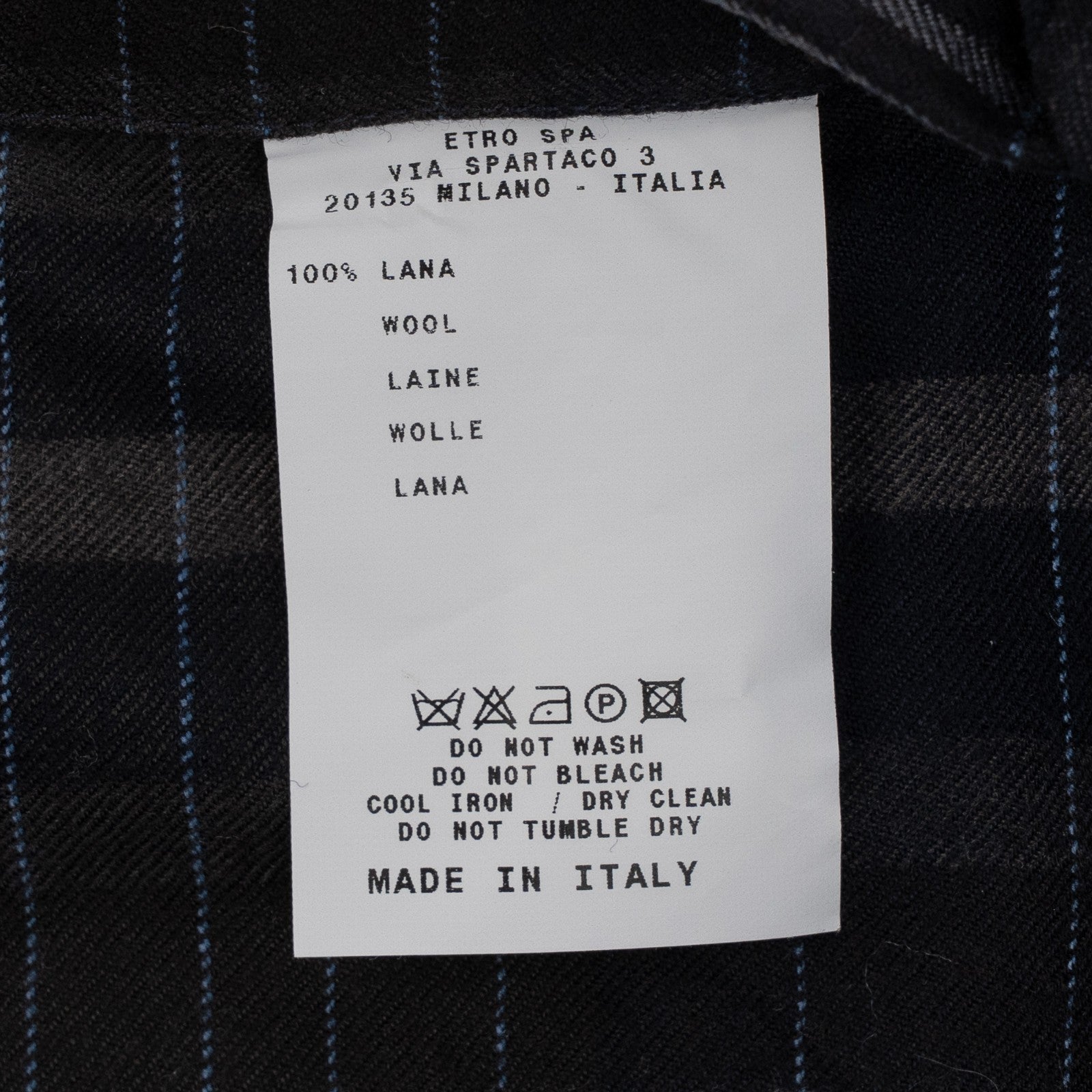 650$ ETRO MILANO Safari Shirt Striped Blue Slim Fit 100% Flannel Wool 15.5 - 39