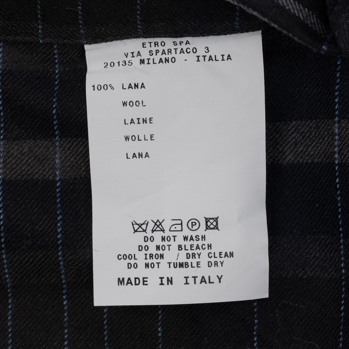650$ ETRO MILANO Safari Shirt Striped Blue Slim Fit 100% Flannel Wool 15.5 - 39