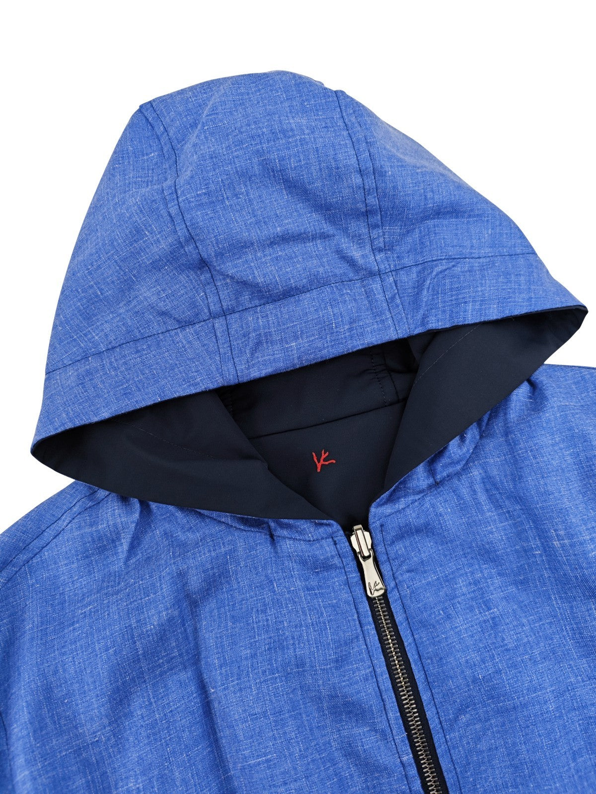 $3400 ISAIA NAPOLI Blue Reversible Hooded Bomber Jacket Wool Blend 40 US 50 EU