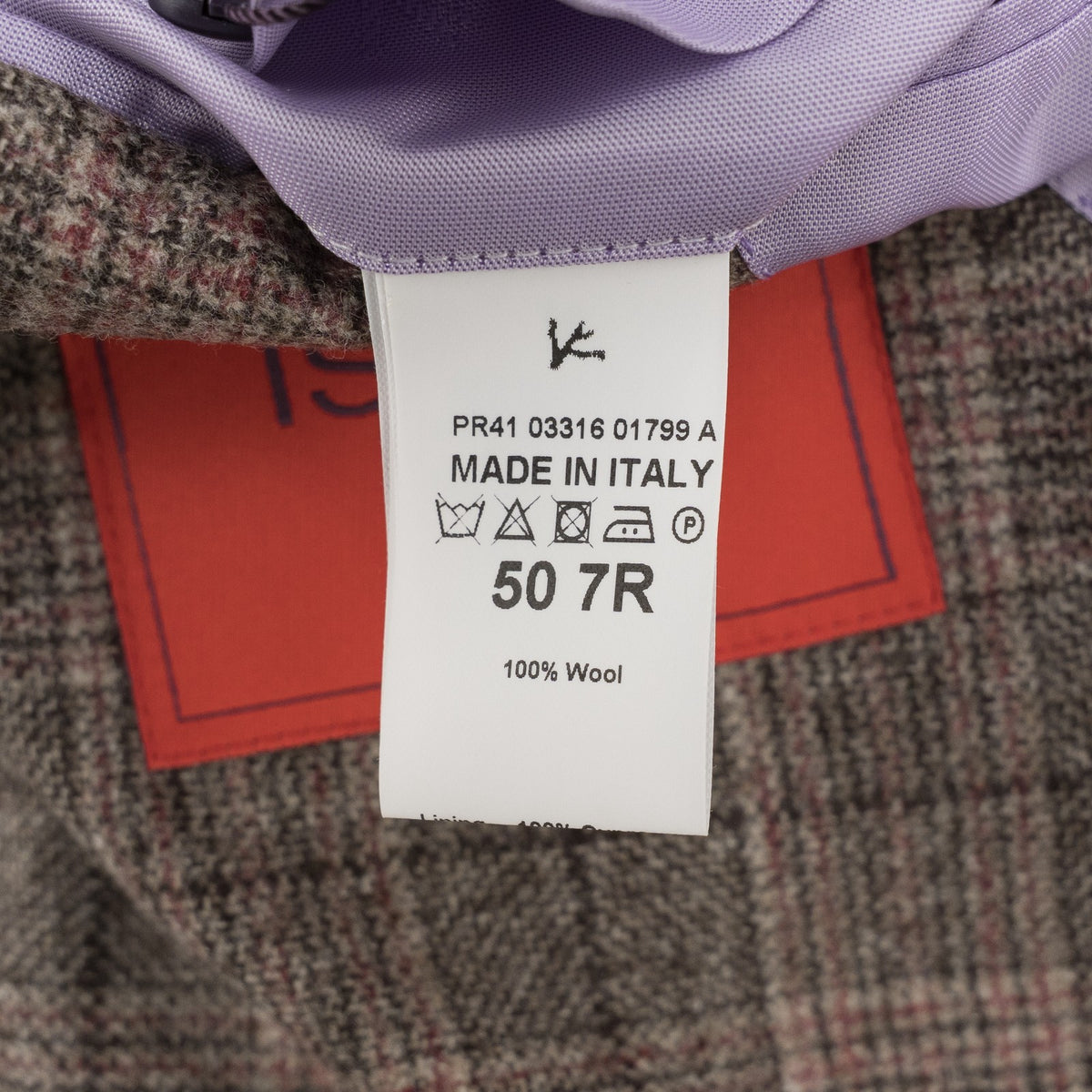 $6850 ISAIA NAPOLI "Capri" Gray - Dark Pink Suit Flannel Wool 40 US / 50 EU 7R