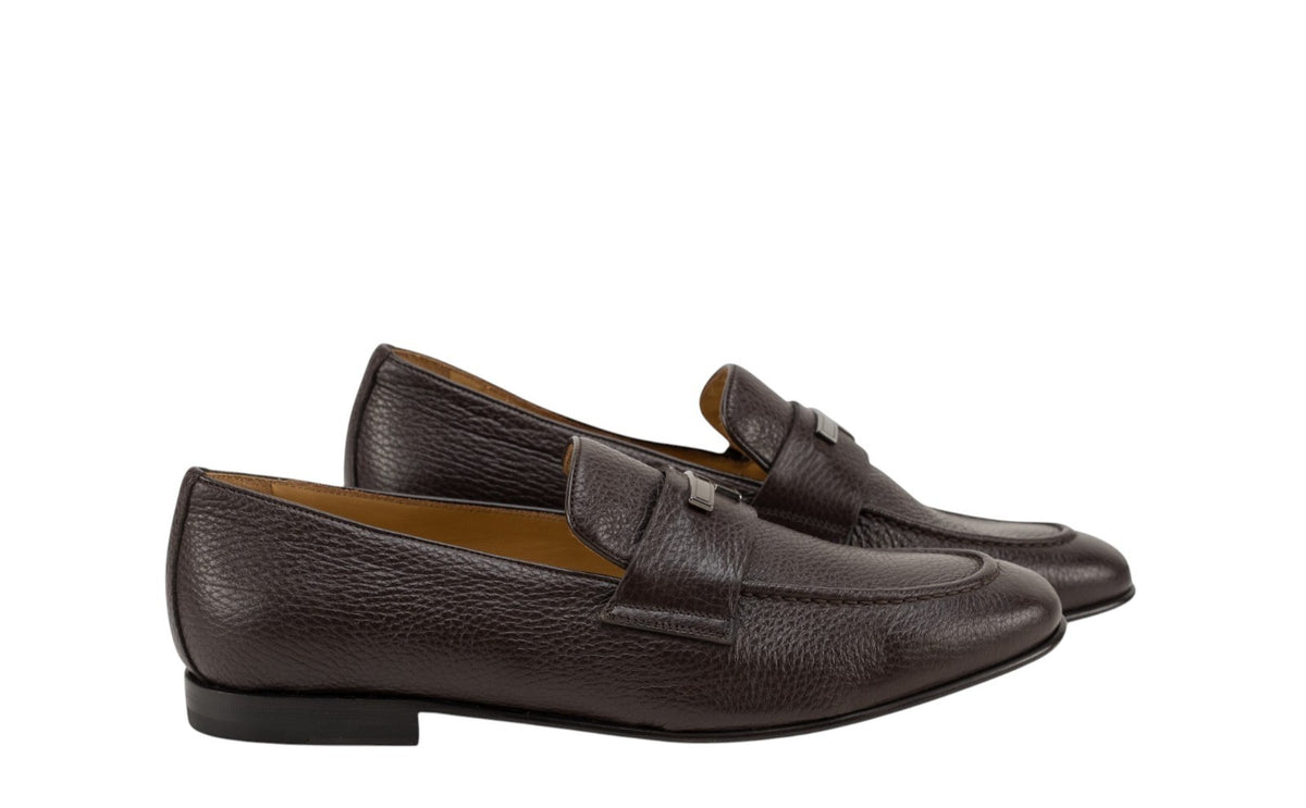 1200$ TESTONI Bologna Construction Loafer Shoes Deer Cigar 8 UK / 9 US / 42 IT
