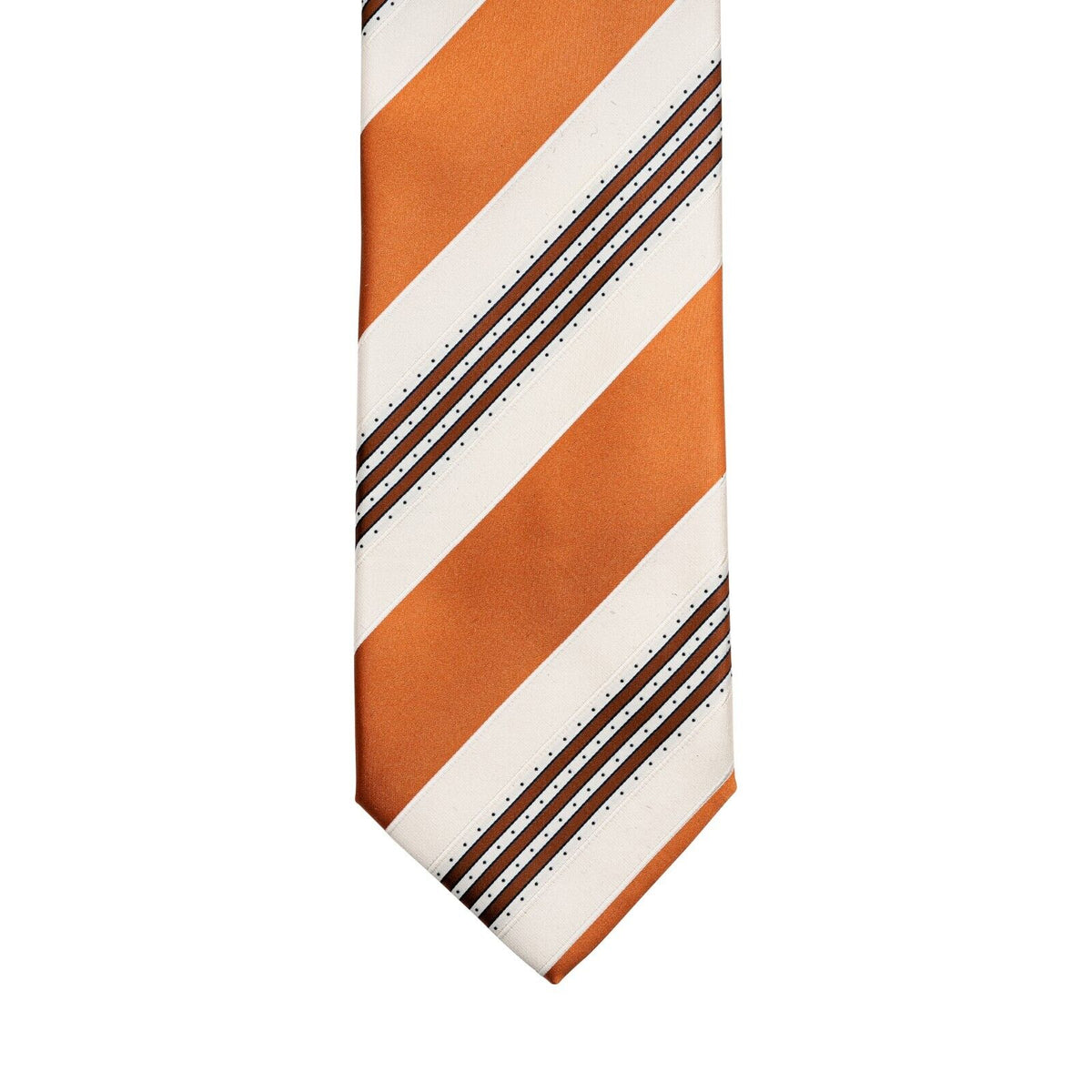 $290 ITALO FERRETTI Tie Regimental Orange 100% Silk Handmade in Italy BIJAN