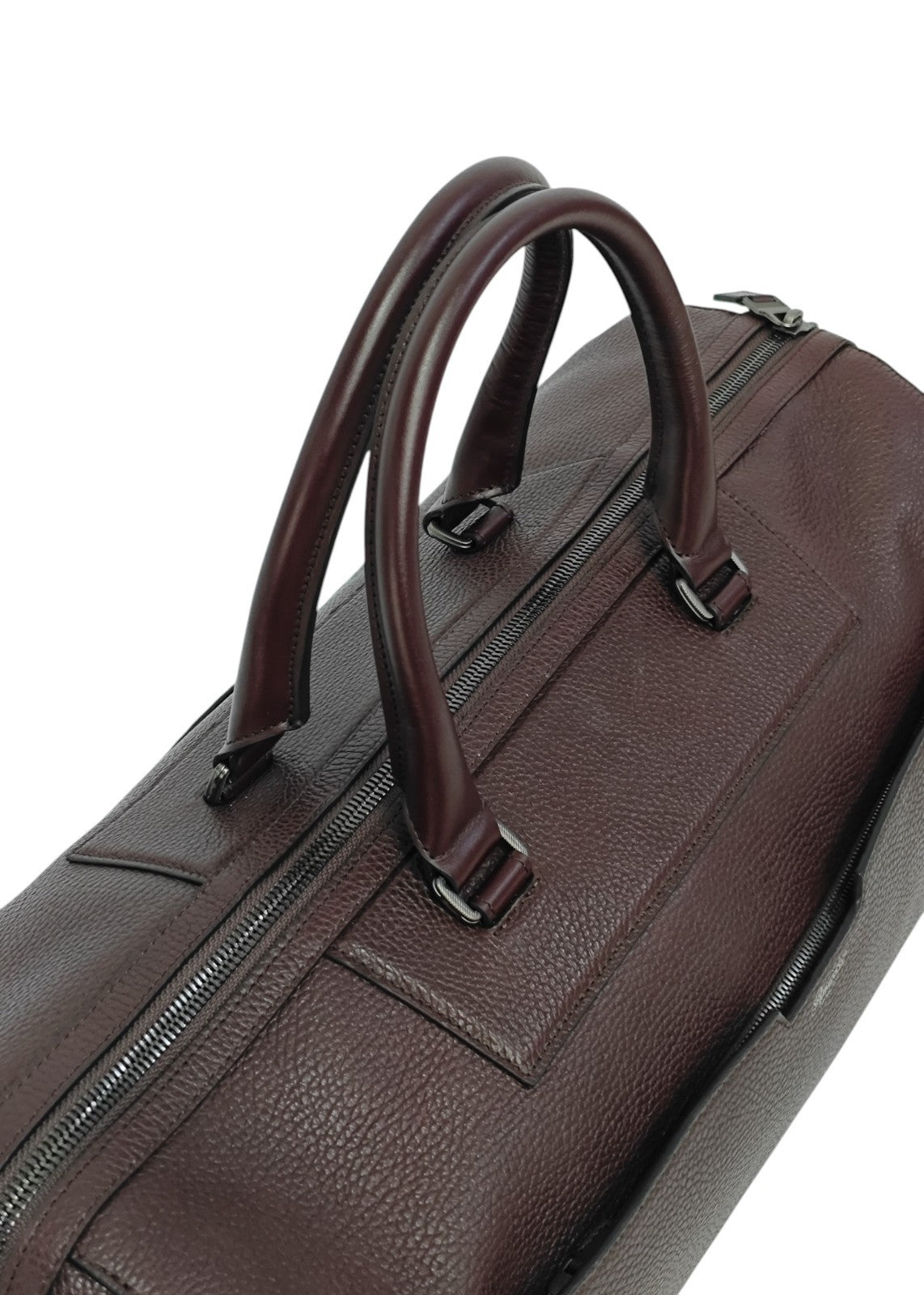 1950$ PINEIDER "Bottolato" Grain Calf Shoulder Travel Duffle Bag Burgundy