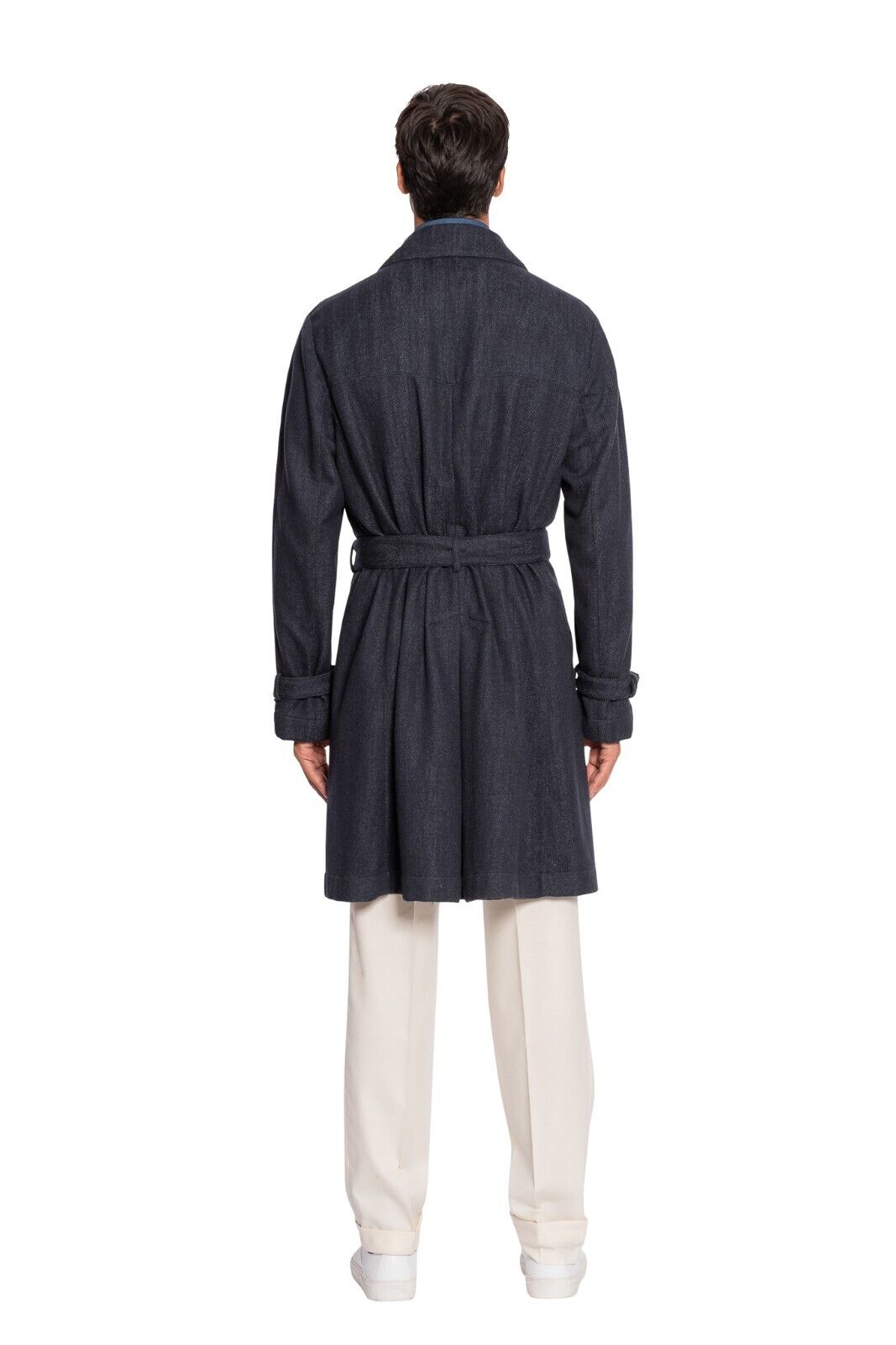 $2200 BOGLIOLI Double Breasted Blue Trench Coat Cashmere Blend 42 US / 52 EU