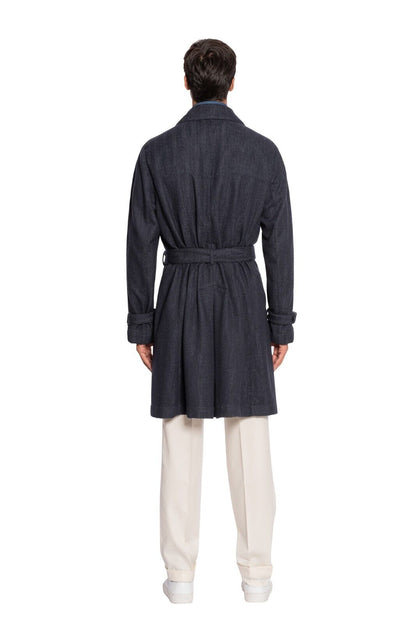 $2200 BOGLIOLI Double Breasted Blue Trench Coat Cashmere Blend 42 US / 52 EU