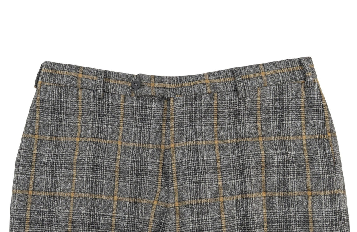 $6600 ISAIA "Gregorio" Gray Hand-Sewn Suit Flannel Wool Plaids 40 US / 50 EU 7R